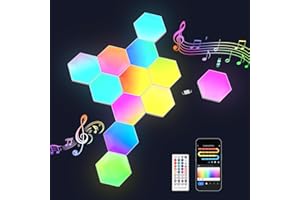 Weskjer Panneau LED Hexagon 12 Pack, Hexagon Gaming Wall Light RGB Hexagon Honeycomb Wall Light with Music Sync Remote, DIY Modular Lamp Hexa Wall Light Panels with Alexa and Google Assistant