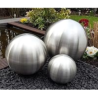 garten-wohnambiente Dekokugel 3er Set aus Edelstahl 15/10/5 cm matt gebürstet Dekorationskugel Edelstahlkugel