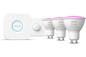 Philips Hue White & Color Ambiance Kit de Démarrage, lot de 2 ampoules connectées E27 75W, 1100 Lumens, Pont et télécommande, Contrôle Bluetooth, Intégration Alexa/Google Assistant/Apple HomeKit