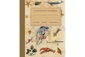 Marine Biology Gift: Vintage Composition Notebook for Marine Biologists - College Ruled with Sea / Ocean Life Theme