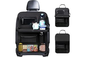 SLshiBo Organizador de coche para asiento trasero con mesa, organizador de asiento de coche, protector de respaldo para niños, con pantalla táctil, multifuncional, resistente al agua, organizador de