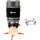 Odoland Backpacking and Camping Stove Cooking System, 7-In-1 Energy Saving Cooking Stove Set, Lightweight Camp Pot with Burne
