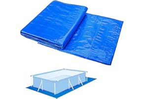 Ruolin Alfombrilla Rectangular para Piscina Azul, Paño de Piso Plegable para Piscina Protector de Suelo Piscina Adecuado para Piscinas, Hinchables y Piscinas para Niños 295 x 206cm