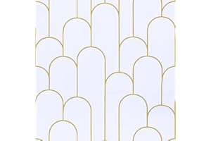 CiCiwind Papel pintado autoadhesivo con patrón geométrico, 44 x 200 cm, rayas blancas y doradas, para muebles, autoadhesivo, resistente al agua, para pared, muebles