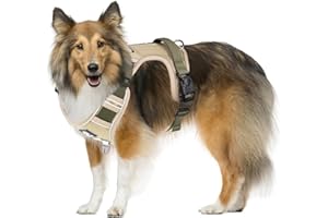 Lollanda Hundegeschirr Reflexstreifen Sicher Hunde Geschirre Verstellbar Atmungsaktiv Hunde Brustgeschirr. (M, Khaki)