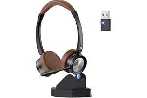 Beebang Kabelloses Headset, Bluetooth-Headset mit Mikrofon und Rauschunterdrückung & USB-Dongle, Kabellose mit Mikrofon Stummschaltung für Computer/Meeting/Call Center/Büro