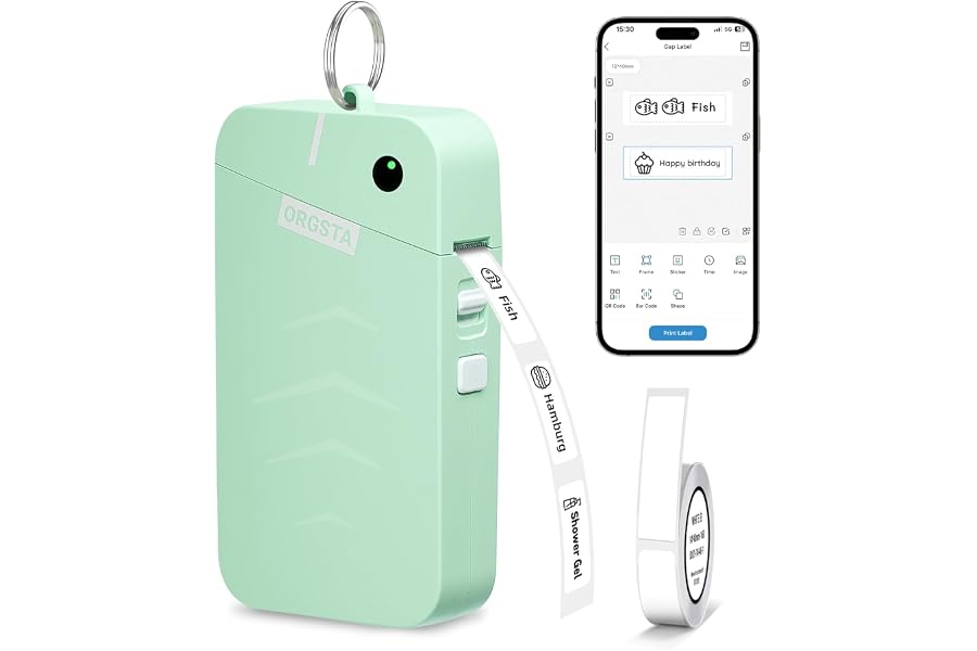 ORGSTA S001 Etichettatrice Etichette Adesive Stampante Bluetooth Mini | 2000 mAh Termica Portatile Stampa Printer per Casa Uf