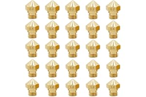 3Dman MK10 Nozzles, M7 0.2mm, 0.4mm, 0.6mm, 0.8mm, 1.0mm Extruder Brass Nozzle Print Head for Makerbot 2 RepRap 1.75mm Filament 3D Printer -25pcs