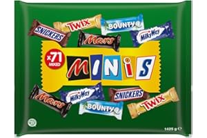 ‎MARS Mixed Minis Schokolade Großpackung, 71 Mini-Schokoriegel Snacks (Mars, Snickers, Bounty, Twix, Milky Way) als Süßigkeiten, Ideal für Adventskalender 2025, Schokoladen Geschenk, Süßigkeiten Box (1400g)
