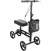 PEPE Mobility Folding Orthopedic Knee Walker Double Adjustable Brake | Alternative to Crutches, Knee Walker with Basket and S