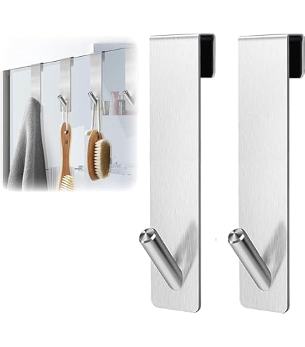 Vierone 2Pcs Shower Door Hooks 7.5 Inch Shower Hooks Silver