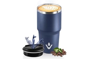 HoneyHolly Termo Cafe 600 ML, Reutilizables, Vaso Termico Cafe Antigoteo para Coche, Acero Inoxidable 304, Taza Termica Para Llevar, Termo Café Hermético para Café Frío y Caliente, Leche y Té