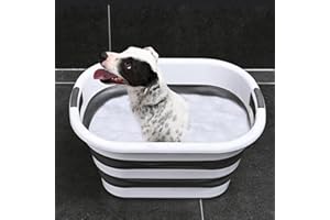 SHJOEE Zusammenklappbar Hundebadewanne Tragbar Haustier Badewanne 26L Faltbar Wäschewanne Multifunktionale Aufbewahrungsbehälter Platzsparend Organizer Indoor Outdoor Kleine Hunde Katzen Wasserbecken