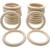JZK 20 PCS 8cm Large Natural Wooden Rings for Crafts, Unfinished Wooden Ring for Macrame Teething Baby Pot Hanger Plants, Rou
