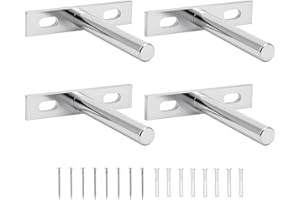 QWORK® 4 Pcs Floating Shelf Bracket 3 Inch 75mm Heavy Duty Hidden Shelf Brackets with Mounting Screws for Wall Mounted Decoration Cabinet Furniture Shelf Support