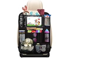 1Pcs Protège Siège Voiture, Heyham Imperméable Kick Mats, Organisateur Siège Arrière avec Transparent iPad Holder pour Enfants