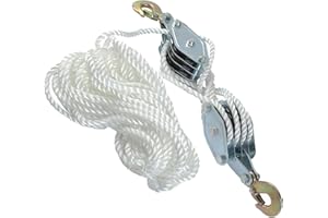 KOVNISE Rope Pulley Hoist 2200 LB, Pulley Block and Tackle System 8:1 Lifting Power, Heavy Duty Rope Hoist for Animal Husbandry, Garage, Warehouse, Constructions