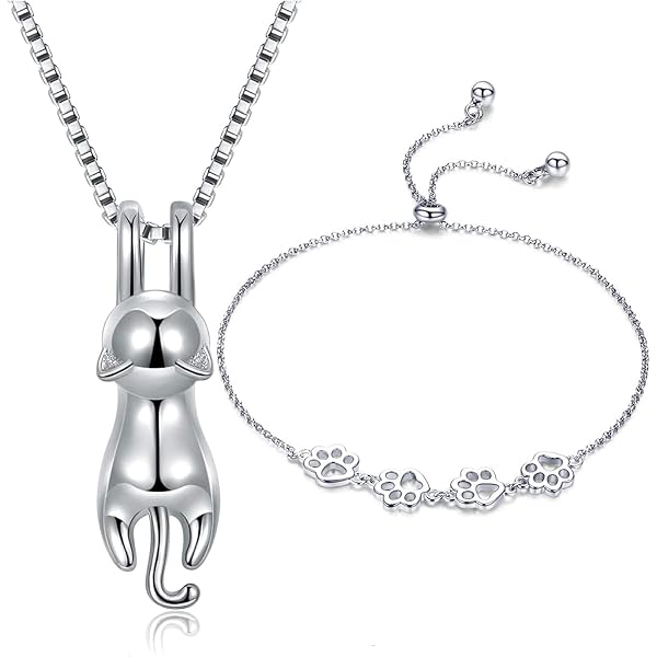 Collana Con Gatto E Pietra Di Luna – Regolabile, In Lega, Design Squisito, Regalo Per Donna E Ragazza Per Compleanno E Laurea