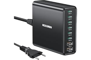 ‎ROCOREN Rocoren Ładowarka USB 340W, GaN Zasilacz USB C 8 portów PD100 W QC4.0 PPS, USB Multiple ładowarka do MacBook Pro/Air, iPad, iPhone 16/15/14, Samsung Galaxy S25/S24/A55/A15