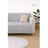 SYCAMORE HOME Koltuk &Ouml;rt&uuml;s&uuml; 175x215 cm &ndash;ZigZag Desen &Ccedil;ekyat &Ouml;rt&uuml;s&uuml;, Kaymaz, Yıkanabilir, L&uuml;ks Kumaş Ş&ouml;nil Jakarlı (GRİ)