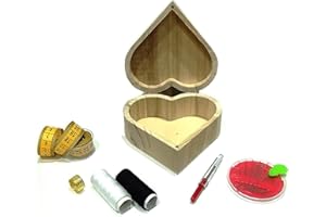 JYC CREATIVE Boîte à Couture en Bois, Boîte à Coudre en Bois, Aiguilles, Métro, etc. Cadeau pour les mères, sœurs et amis. Craft, Bricolage, Couture, (cœur moyen)