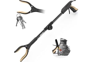 Jellas Pinza Telescopica, 80 cm Pinza Telescopica Pieghevole, Pinza Prensile, Raccoglitore di Immondizia, Pinza Morsetto in Gomma (Dorato)