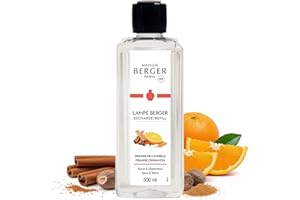 MAISON BERGER Lampe Berger 115018 Fragranza Cannella Arancia, Liquido, Argento, 7.8 x 5 x 18.5 cm, 500ml