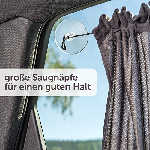 Sonnenschutz fürs Auto / Baby – mit Vorhang-Funktion für einfaches Auf- und Zuziehen | UV-Schutz – Hitzeschutz & zum Abdunkeln | XXL 68 x 50 cm – auch für große Seitenscheiben | Anthrazit / Schwarz - 4