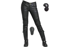 YIJOY Pantalones de Moto para Mujer, Vaqueros elásticos, Revestimiento a Prueba de Viento e Impermeable, con Protector de Rodilla extraíble, Protege la Cadera y los Pantalones de protección