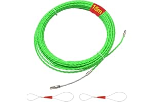 IWILCS Kabelverlegung Einziehdraht 15M, Einziehband Einziehdraht, Polyester Einziehdraht mit 2 Führungsfeder, Durchziehhilfe Einziehhilfe Durchmesser 4,5mm für Einzugsband zur Kabelverlegung