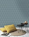 Holden Gatsby Arc Motif Papier peint art déco rétro vintage 40s Metalique en relief - Sarcelle 65253