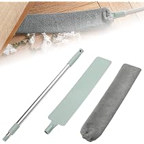Balai Poussière Télescopique Pour Espaces étroits - Tige Extensible 156 Cm, Tête Microfibre Plate