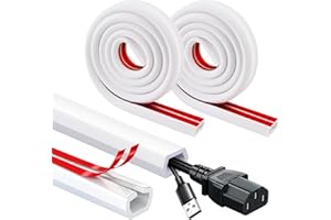 LEIKEDUN Cable Trunking, White Cable Cover Self Adhesive Cable Management Trunking, Mini Flexible Cable Protectorl for Wires on Wall Floor Wire Trunking to Hide Wires for Electric Cables