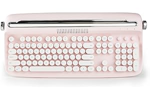 ‎YUNZII YUNZII ACTTO B503 Kabellose Schreibmaschinen-Tastatur, Retro Bluetooth Tastatur mit integriertem Ständer für Multi-Device (B503, Babyrosa)