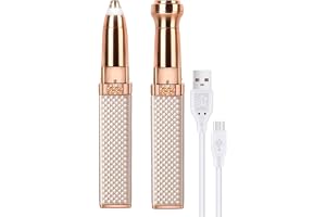2-in-1 Rechargeable Eyebrow Trimmer for Women Painless Razor with Replaceable Heads and Indicator Lights