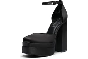 DREAM PAIRS Women’s High Chunky Platform Closed Toe Block Heels Square Toe Ankle Strap Dress Wedding Party Pumps Shoes SDPU2319W