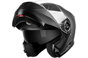 ‎YEMA HELMET Motorradhelm Klapphelm Integralhelm Fullface Helm - Yema YM-926 Rollerhelm Sturzhelm mit Doppelvisier Sonnenblende ECE für Damen Herren Erwachsene-Schwarz Matt-L