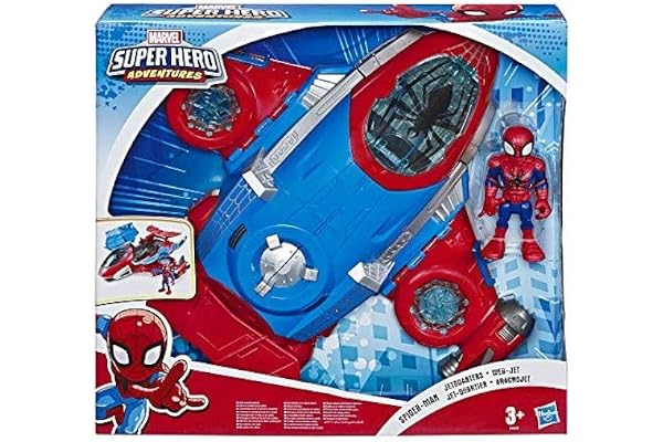 Playskool Heroes Marvel Super Hero Adventures – Jet QG Spider-Man et figurine 12,5cm - Jouet Spider-Man