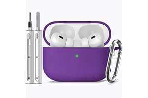 Inesore Compatible with Airpods Pro 2nd/1st Cases Cover,Silicone Protective Case for Apple Airpods Pro 2nd/1st Generation Charging Case with Keychain and Cleaner Pen,for Women Men(Deep Purple)