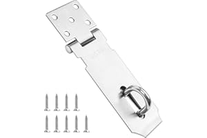 Überfalle Heavy Duty, JatilEr Sicherheitsüberfalle 5.5 Zoll Überfalle Abschließbar mit 9 Groß Rostschutzschrauben Vorhängeschloss Riegel 304 Edelstahl für Vorhängeschloss, Schränke, Tore