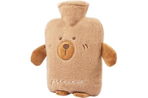 FIVAVA Borsa Acqua Calda 2L,Borsa Dell'acqua Calda in peluche,Rimovibile e Lavabile Carino Bottiglia d'Acqua Calda,Borsa Dell'acqua Calda per Bambini con Coperchio,Regali di Natale per Familiari e Amici