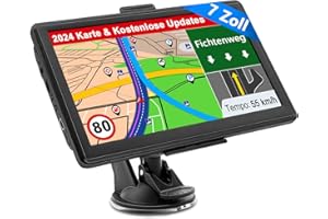JIMWEY Navigation für Auto LKW Navi 7 Zoll Navigationsgerät Testsieger 2024 Navigationssystem PKW Lebenslang Kostenloses Kartenupdate mit POI Blitzerwarnung Sprachführung Fahrspur 52 Europa UK Karte