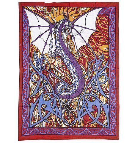 Wasserpfeifenversand Décoration murale en tissu Motif dragon fantastique 140 x 220 cm