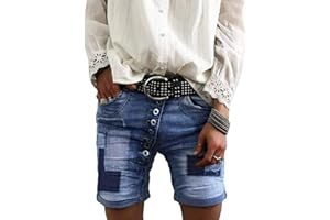 ORANDESIGNE Short en Jean Taille Haute Femme Pantalon Fleur Shorts en Denim Décontractés Mode Bermuda en Jean