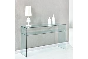 TOSCOHOME Tavolo consolle in vetro temperato con ripiano 125x76H - Susino