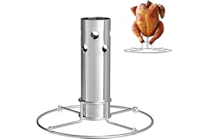 WELL GRILL Rôtissoire à poulet en acier inoxydable - Boîte à bière - Grille à poulet avec récipient aromatique amovible - Support pour poulet - Support pour la plupart des barbecues à gaz et four