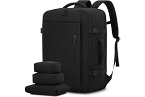 LOVEVOOK Handgepäck Rucksack, 40L Groß Reiserucksack Herren Damen Kofferrucksack Flugzeug Tasche, Travel Backpack Carry On Luggage für 17 Zoll Laptop, Reisetasche Koffer Cabin Bag für Reise, Schwarz