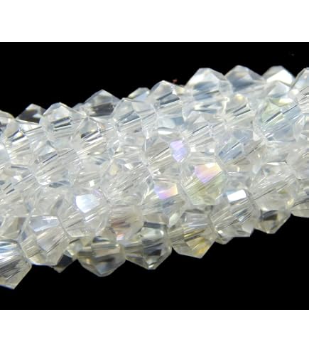 1000 Stück Bicone Kristallperlen 4 Mm | Facettierte Glasperlen Transparent AB, Für Schmuck DIY, Basteln