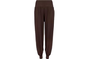WEARALL Ladies Plus Size Harem Trousers Womens Full Length Stretch Casual Pants