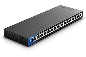 Linksys LGS116P 16 Port Gigabit Unmanaged Network POE Switch with 8 POE+ Ports @ 80W - Ideal for Business, Home, Office, IP Surveillance - Ethernet Switch Hub with Metal Housing, Desktop / Wall Mount